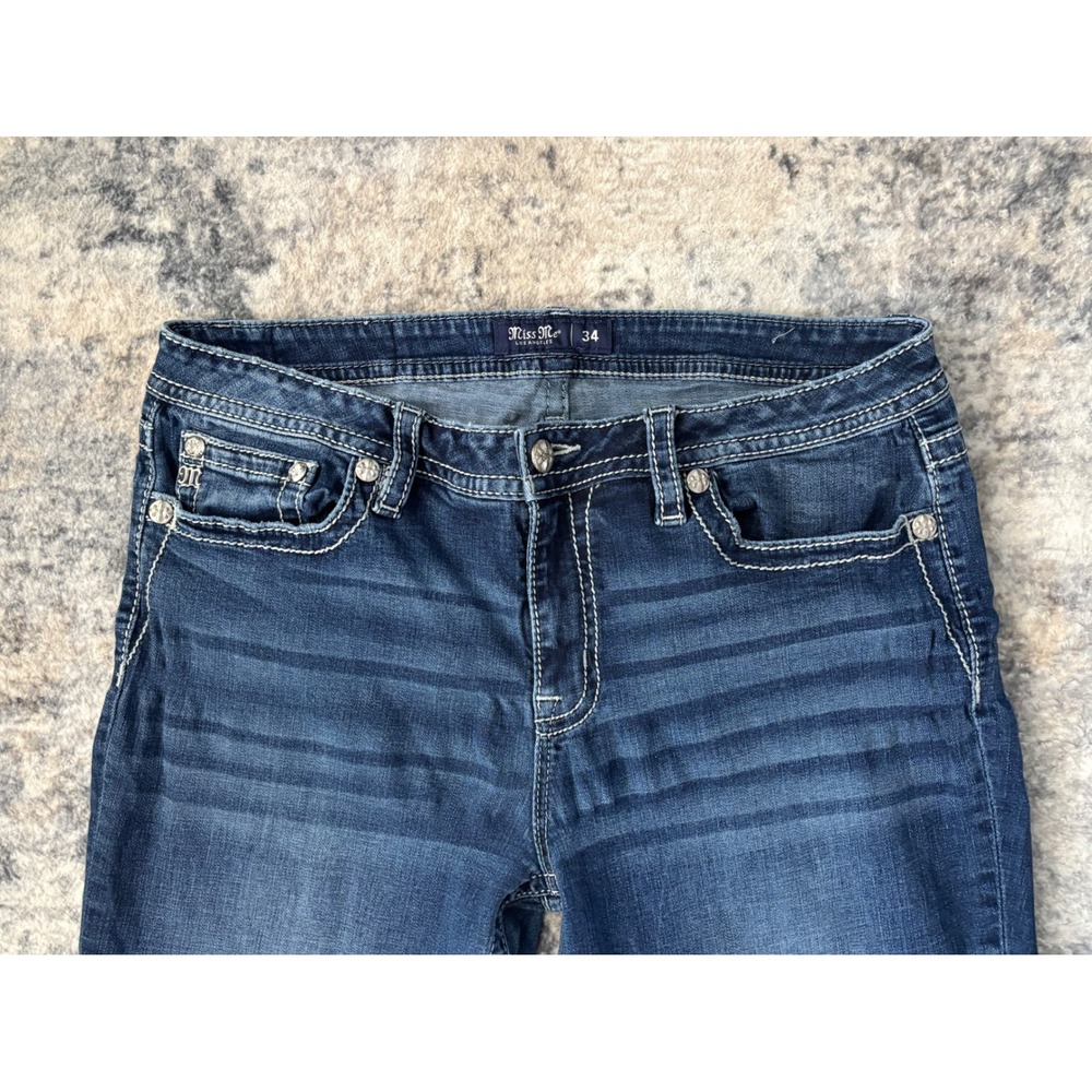 Miss Me Dark Indigo Boot Cut Jeans with Fading - Picture 2 of 13